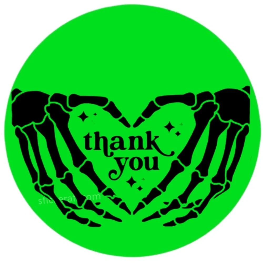skeleton Heart Hands Envelope Seal, Halloween stickersThank You Envelope Seals